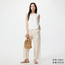 全棉舒适九分裤常规款优衣库女装/休闲百搭宽松482243 486091