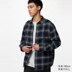 法兰绒格子衬衫/长袖优衣库男装女装/衬衣空调衫486604