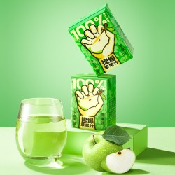 哪吒 捏爆100%苹果汁饮料青苹果汁饮品200ml*3盒装试用