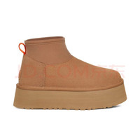 UGG 冬季女士舒适时尚厚底双面袜筒经典迷你休闲短靴雪地靴1158275 AHS | 陶器米灰色/栗色 37