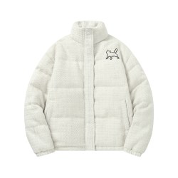 SuaMoment90绒小香风粗花呢立领羽绒服男女冬保暖加厚面包服外套