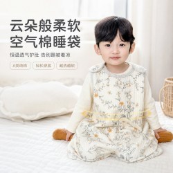 婴儿宝宝睡袋春秋季无袖防踢被儿童睡觉保暖护肚子背心款连体睡衣