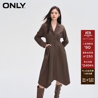 ONLY 时尚收腰伞裙中长款翻领衬衫连衣裙女|124107002 E09 深尘灰色CHOCOLATE BROWN XS (155) 76A