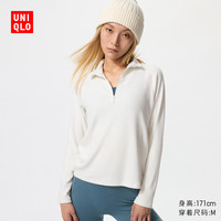 优衣库 女装HEATTECH弹力摇粒绒半拉链套头衫479693 01 乳白色 M /160/84A