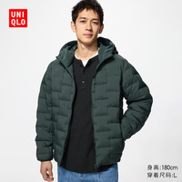 优衣库 PUFFTECH空气棉服 连帽外套 墨绿色 XL