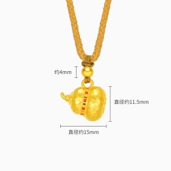 潮宏基 小胖葫足金项链古法珐琅黄金坠链套链福禄锤纹奶葫芦计价