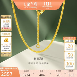 金至尊 黄金项链女款素链肖邦链锁骨链999足金生日礼物计价2.47克