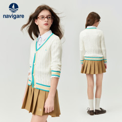 navigare 儿童秋季学院风毛衣针织开衫