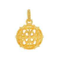 移动端、88VIP：明牌珠宝 金轮福转古法黄金项链 足金花丝镂空吊坠新年礼物AFB0499