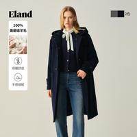 E·LAND 衣恋 E.LAND 衣恋毛呢外套女牛角扣廓形大衣秋冬季