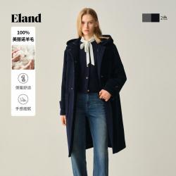 E·LAND 衣恋 E.LAND 衣恋毛呢外套女牛角扣廓形大衣秋冬季