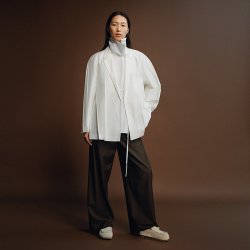 LESS 全羊毛休闲裤女时尚通勤复古简约宽松百搭阔腿裤子2P8E17580
