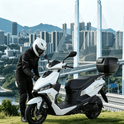 光阳摩托 光阳KF125智行版2026款燃油踏板摩托车高配新款智能abs送尾箱珠光白
