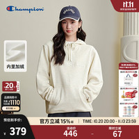 Champion 连帽卫衣男2026秋季新款美式加绒卫衣外套女圆领休闲情侣 燕麦米 M