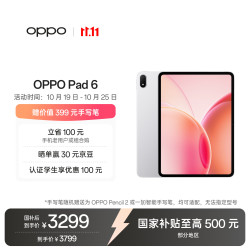 OPPO Pad 6 天玑9500s芯片 星河银 8GB+256GB WiFi版平板电脑