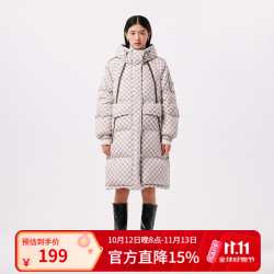 千仞岗 冬季长款连帽羽绒服 米色 M(165)