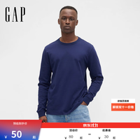 Gap 纯棉圆领长袖T恤 男 海军蓝 XS