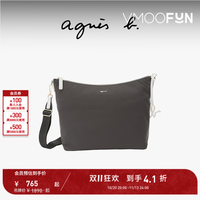 Agnès B. AGNES B经典系列男女通用通勤斜挎包 灰白色 中