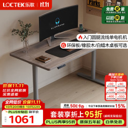 乐歌 电动升降桌电脑桌站立办公学习桌办公学习桌子E8灰木纹1m