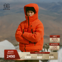 KOLON SPORT 户外羽绒服 男女同款防水透湿露营中量鹅绒夹克 LUDJ5WT526-OR 橙色 L 175/96A