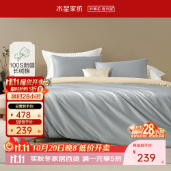 百丽丝 100支长绒棉四件套 冰川灰 1.8米床 床单款