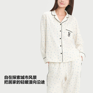 维多利亚的秘密 轻舒绒法兰绒 冰蓝雪花 XS 睡衣家居服套装