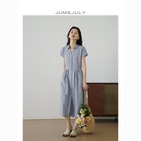 百亿补贴：嘉茱莉 法式复古 女士短袖连衣裙 2025年夏季新款
