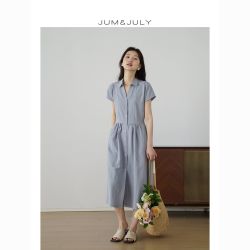 嘉茱莉 法式复古 女士短袖连衣裙 2025年夏季新款