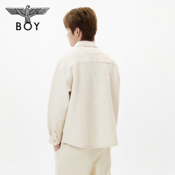 BOY LONDON BOYLONDON米白色宽松针织衬衫秋冬男女款立体肌理满印外套N07001