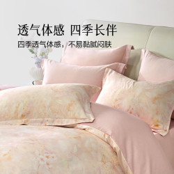 水星家纺 100%纯棉印花四件套  1.8米床， 床单款 被套220*240cm