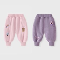 多嘻噜卡 2件装 儿童秋冬加绒卫裤宝宝奥利绒运动裤子男童休闲女童秋季长裤