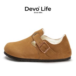 Devo Life Devo软木鞋加绒保暖冬季棉鞋男女情侣款休闲毛毛全包博肯鞋96008