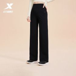 特步 云感裤丨秋季女款阔腿直筒裤透气黑色长裤卫裤健身瑜伽微喇裤