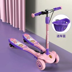 乐玩童年 儿童蛙式滑板车3-6-12岁男女孩初学双脚四轮宝宝溜溜车剪刀滑板车
