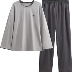 芬腾 男女款高品质长袖长裤家居服套装 100%棉 深灰 有大码