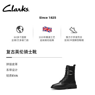 Clarks Splend系列 交叉绑带骑士马丁靴 黑色 39.5