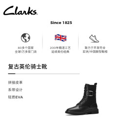 Clarks Splend系列 交叉绑带骑士马丁靴 黑色 37