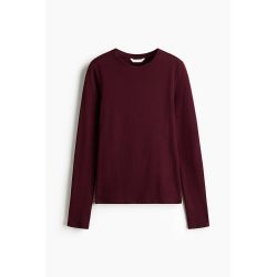 H&M HM女装T恤2026秋季新款修身棉质汗布长袖圆领休闲柔软上衣1264835