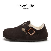 移动端：Devo Life 软木鞋冬季加绒羊毛休闲女鞋秋冬棉鞋保暖毛毛鞋 96008