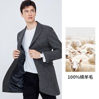 移动端：navigare [纯羊毛]Navigare意大利小帆船中长款毛呢外套男秋季休闲格子大衣