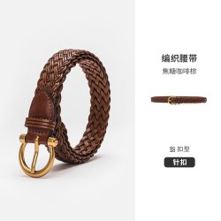 navigare 意大利小帆船百搭休闲编织腰带女真皮针扣时尚牛皮裤带
