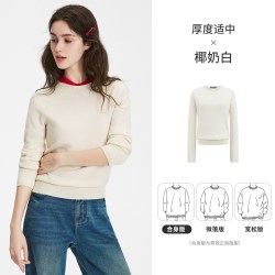 navigare 小帆船2026秋季休闲女士含羊毛圆领柔软长袖针织衫毛衣
