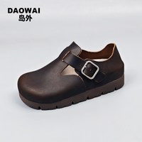 移动端：岛外 DAOWAI勃肯鞋厚底4cm增高鞋女博肯休闲复古文艺软木单鞋2308