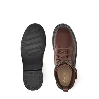 Clarks Splend系列 交叉绑带骑士靴 深棕色 39.5