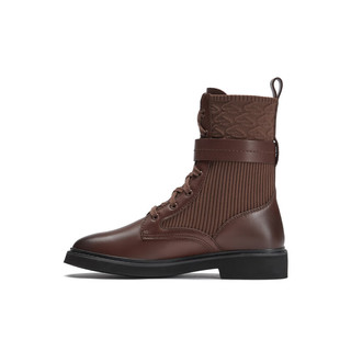 Clarks Splend系列 交叉绑带骑士靴 深棕色 39.5