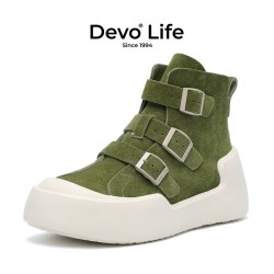 Devo Life 软木鞋休闲时尚流行增高全包中帮包跟鞋24129W