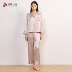 绣娘 丝绸100%桑蚕丝真丝睡衣女款高级手工绣花家居服舒适搭配礼盒
