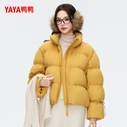 YAYA 鸭鸭正品短款立领羽绒服女2026冬季新款时尚保暖蛋糕面包服外套厚