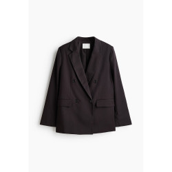 H&M HM女装西装双排扣休闲平驳领职业装垫肩收腰外套正肩上衣1232584