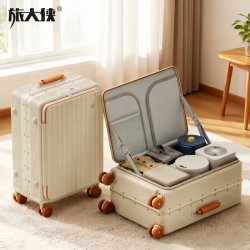 旅大侠 侧开口铝框行李箱2026新款24寸登机旅行密码拉杆箱女